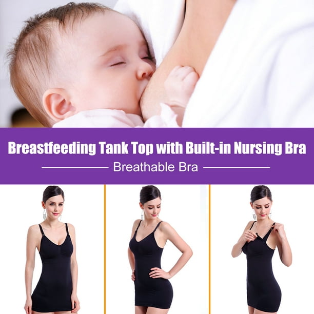 TOPINCN 3Colors 3Sizes Slim Breastfeeding Tank Top with Built-in Nursing  Bra Maternity Vest Undershirt, Nursing Tank Top, Breastfeeding Vest