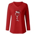 thumbnail image 4 of Pntutb moda mujer manga larga con cuello en v blusa con estampado de Navidad otoño causal pulóver tops Pntutb Pntutb-5268, 4 of 4