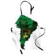 thumbnail image 1 of South America Apron, Botanical Design Continent Map Jungle Trees Flora, Unisex Kitchen Bib with Adjustable Neck for Cooking Gardening, Adult Size, Emerald Green, by Ambesonne, 1 of 4