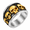 Gold, variant on Men Skull Row Band Ring in Stainless Steel, 16mm Bordered Profile with Raised Faces on a Dark Center, US Sizes 5-16, Gothic Outfit Detail and Gifts