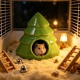 thumbnail image 7 of Qocolcyl Green Ceramic Christmas Tree Hamster House, Pinaster Shaped Small Pet Hideout Bed, Breathable Cooling Habitat For Hamsters, Gerbils And Small Rodents, 7 of 7