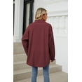 thumbnail image 4 of Corduroy Button Down Shirts for Women Dressy Casual Long Sleeve Loose Fit Shacket with Pocket Claret L, 4 of 9