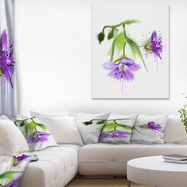 Beautiful Blue Flowers with Stem - Large Floral Canvas Artwork