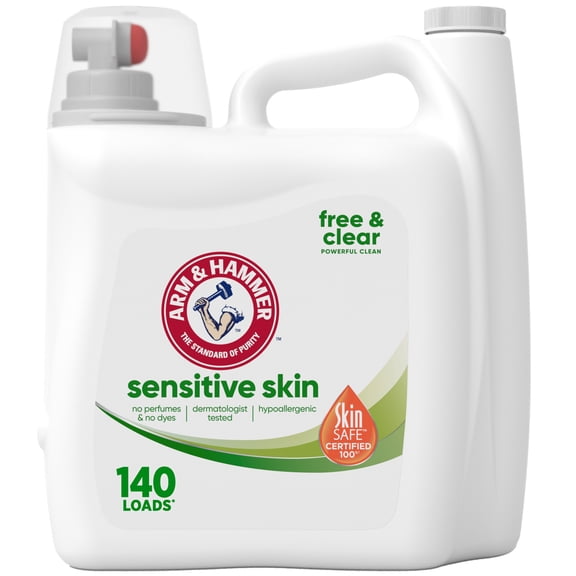 ARM & HAMMER Sensitive Skin Free & Clear Liquid Laundry Detergent, 140 Fl oz, 140 Loads