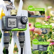 RainPoint Dual Zone Hose Sprinkler Timer, Brass Connector Irrigation Controller, Rain Delay, Manual/Auto Mode, Lawn and Garden Watering, Green - ITV205
