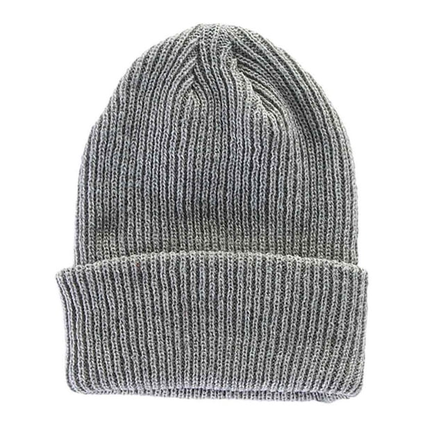 Gorro de invierno clásico para hombre, cálido, de punto acrílico, con puños, para uso diario