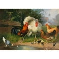 thumbnail image 2 of Julius Scheuerer 24x18 Black Ornate Framed Double Matted Museum Art Print Titled: Truthahn, Rooster, Chicken, Chick and Pigeon on the Potions (Approx. 1880-90), 2 of 5