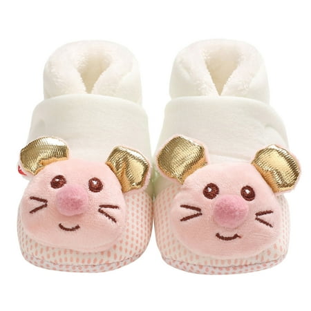 

kpoplk Toddler Warm Shoes Children Baby Shoes Boys And Girls Cotton Shoes Cotton Velvet Warm Hook Loop Solid Baby Walking Shoes(D)