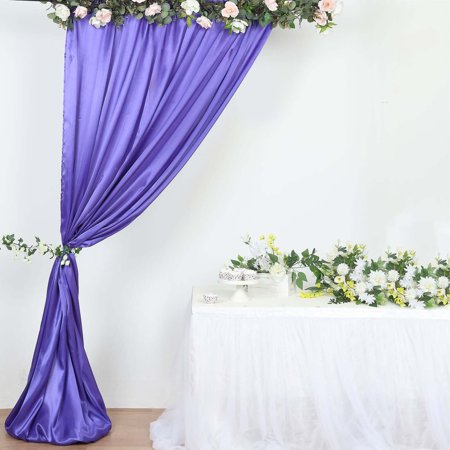 Efavormart 8ftx10ft Purple Satin Curtain Panel Backdrop Drapes Photo Booth Backdrop With Rod Pocket