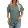 thumbnail image 2 of Aobny Women's Casual T-Shirt Tunic Green Hiking Tees Short Sleeve Flowy V-Neck Womens Tops, 2 of 9