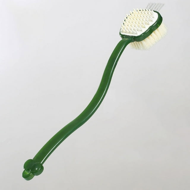 Dvkptbk Shower Brush with Soft and Stiff Bristles, Multi Functional Double-sided Body Scrubber with Long Handle, Back Scrubber Body Exfoliator for Wet or Dry Brushing