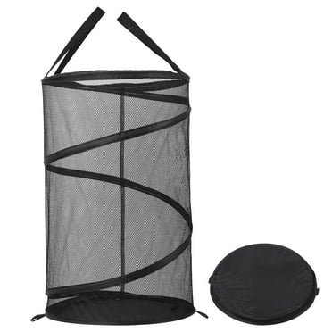 Okaka Pop-Up Collapsible Mesh Laundry Hamper Foldable Dirty Clothes Basket Black 75L
