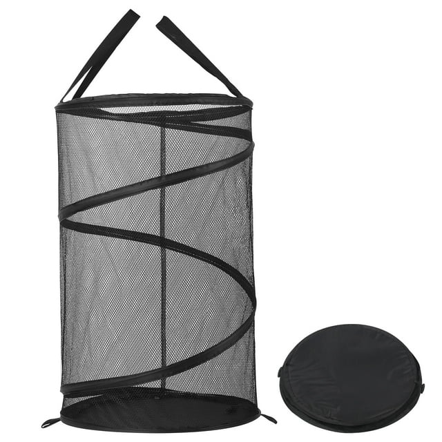 Okaka Pop-Up Collapsible Mesh Laundry Hamper Foldable Dirty Clothes Basket Black 75L