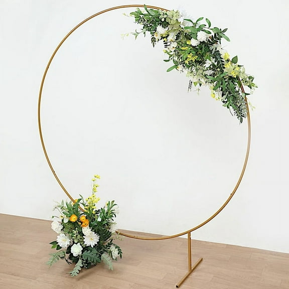 BalsaCircle 7 ft Gold Balloon Circle Metal Frame Round Backdrop Stand Wedding Arch Party Events Decorations