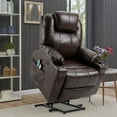 thumbnail image 5 of SOCIALCOMFY Power Lift Recliner Chair for Elderly, Heavy Duty Lift Chair with Heat and Massage, Faux Leather Recliner Chair with 2 Remote Controls, Cup Holders, Side Pockets & USB Ports (Brown), 5 of 7