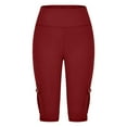 thumbnail image 6 of YOTMKGDO Womens Shorts Biker Shorts Women High Waisted Short Leggings Knee Length Womens Gym Workout Long Shorts, Red Small, 6 of 7