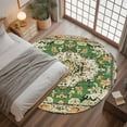 thumbnail image 3 of Green Boho Round Rugs 3.3ft, Vintage Ethnic Tribe Southwestern Non Slip Washable Rug Runner, Low Pile Indoor Floor Carpet Mat Bathroom Rugs for Living Room, Bedroom, Kids Room, 3 of 9