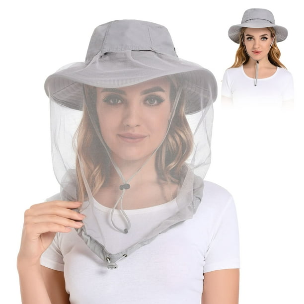 Mosquito Head Net Hat Bug Cap UPF 50+ Sun Protection with Hidden