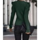 thumbnail image 4 of Suéter Otoño Invierno Cuello En V Color Puro Puff Manga Larga Moda Delgado Casual Mujer Suéter para Exterior Interior Verde Negruzco M, 4 of 6