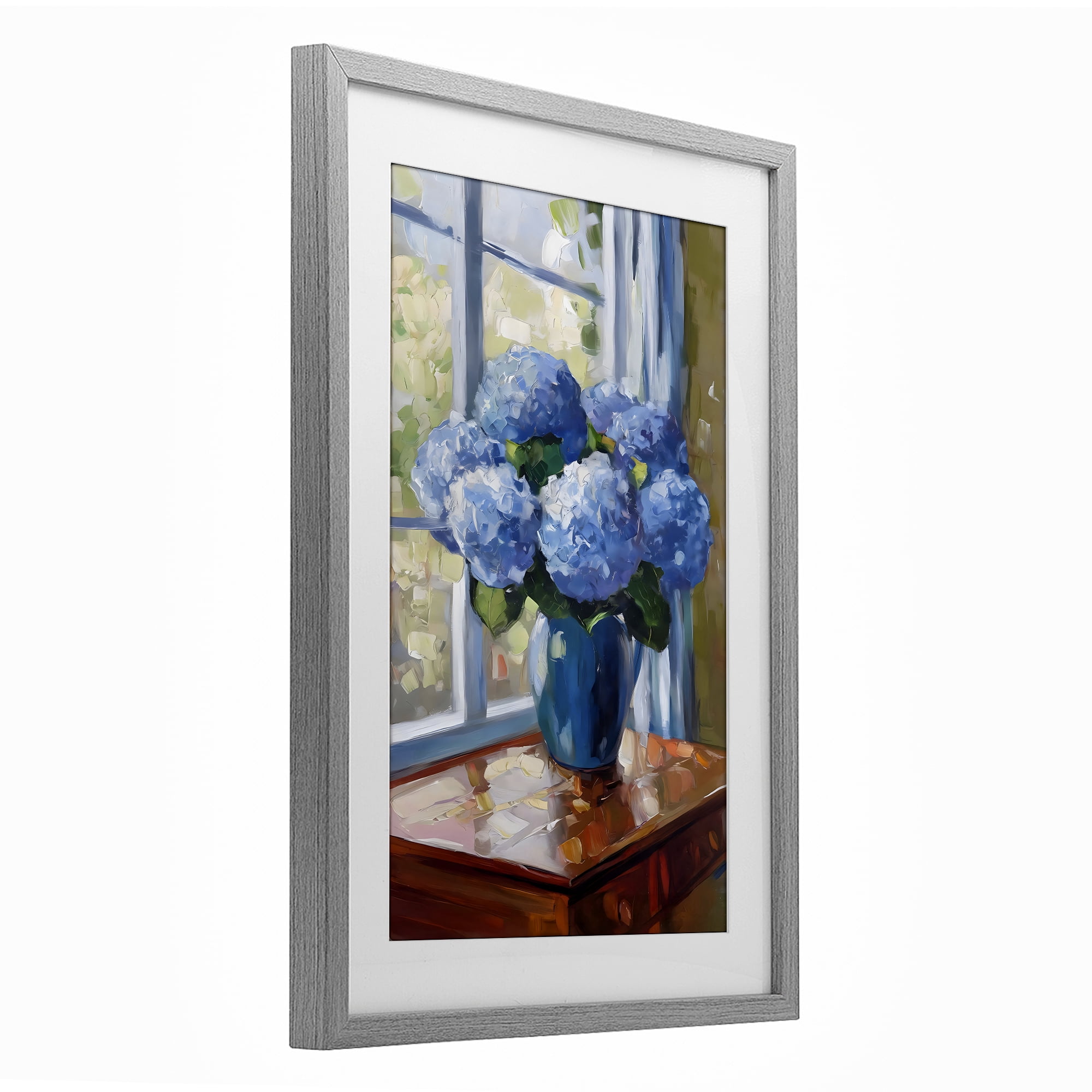 Stupell Industries Winter Hydrangeas by Window Gray Framed Print Under Glass, design by Creative Studio