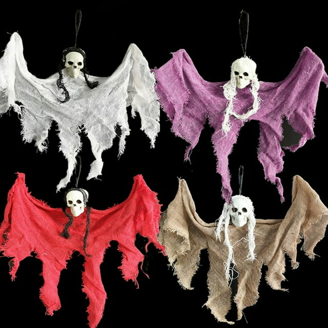 Hanging Ghost Weather Proof Decorative Props Fabric Hanging Skeleton Skull Pendant Halloween Decorations Black One Size