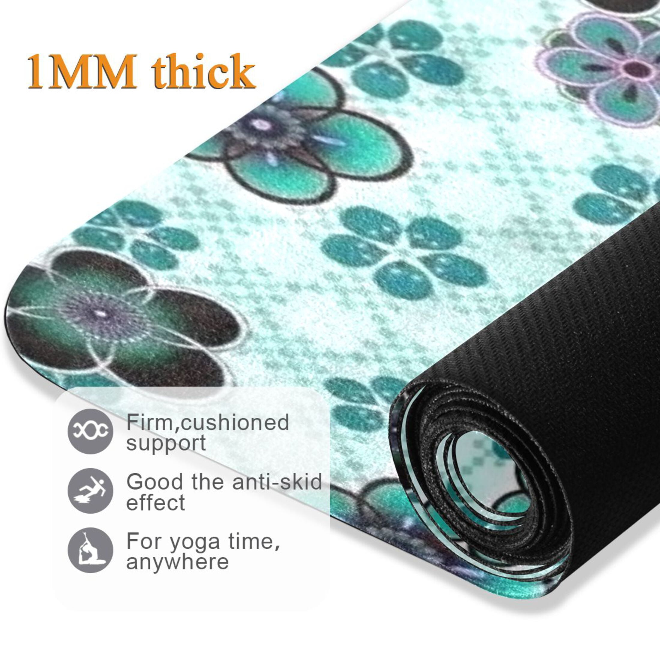 BZSMCE Yoga Mat Women Fitness Mat Aquatic Floral Mosaic Pattern