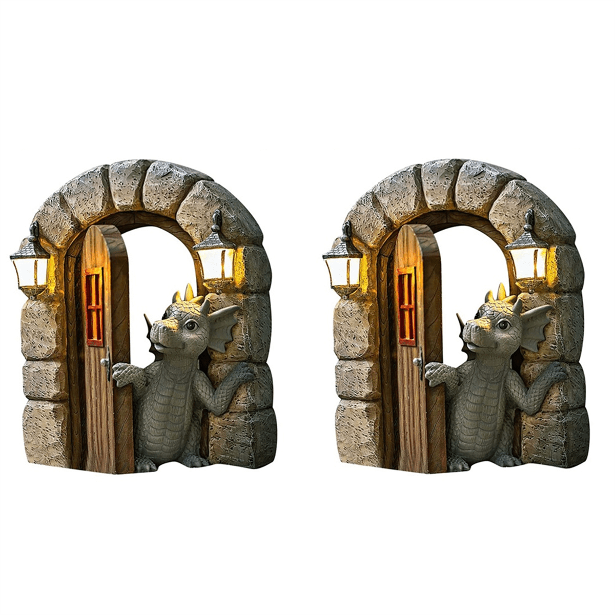 2PCS Garden Decor Wall Decoration Dragon Statues, Small Beautiful Yard Sculpture Resin W111