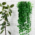 thumbnail image 1 of Enredadera de hiedra colgante artificial | Planta falsa realista de hoja de uva de begonia | Decoración de vegetación para ventana de pared de caja de ventana interior exterior boda oficina hogar, 1 of 5