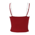 thumbnail image 5 of Wang6 Women Spaghetti Strap Camisole Tops Ribbed Double Layer Lace Tank Tops Trendy Sleeveless V Neck Stretchy Cami T Shirts Undershirts Red XL, 5 of 5