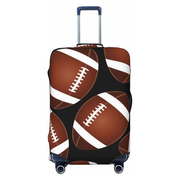 Picia Brown Football On Black Luggage Protector Cover Thicken Suitcase Protector Cover Fit 18-32 Inch Luggage-X-Large