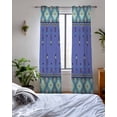 thumbnail image 3 of Navy Blue Boho Sheer Curtains 63 Inch Length 2 Panels Set for Living Room/Bedroom, Vintage Ethnic Tribe Abstract Art Retro Kitchen Curtains Grommet Semi-Sheer Curtains Window Treatments 42"x63"x2, 3 of 7