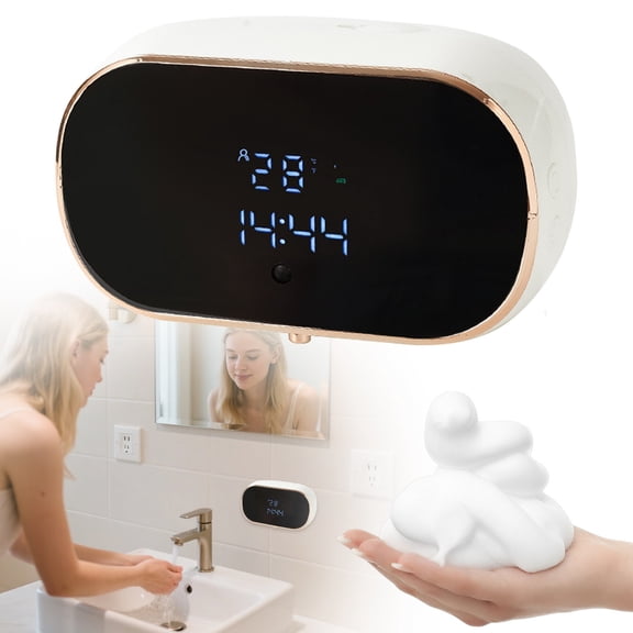 Touchless Soap Dispenser Cozival Automatic Touchless Foaming Soap Dispenser - 350Ml Usb Rechargeable, Wall-Mount with Adhesive, Smart Sensor for Kitchen & Bathroom, Hygienic Hands-Free Washing, White