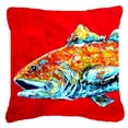 thumbnail image 1 of Carolines Treasures MW1141APW1414 Rouge Poisson Alphonzo Tête Toile Tissu Oreiller Décoratif, 1 of 4