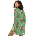 thumbnail image 2 of FORMRS Womens Long Sleeve Nightgowns Crew Neck Sleep Shirt Soft Pajamas Sizes S-3XL, American Footballs, 2 of 8