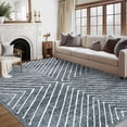 thumbnail image 3 of HIWEAVER Modern Geometric Striped Pet Friendly Area Rug for Living Room Washable 5' x 7' Neutral Indoor Decor Carpet, Dark Gray, 3 of 8