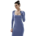 thumbnail image 4 of SHAPERX Women's Long Sleeve Dress Soft Lounge Ribbed Square Neck Bodycon Maxi Dresses, 4 of 5