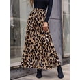 thumbnail image 4 of Falda larga bohemia de cintura alta con cordón y estampado de leopardo para mujer khkai xl, 4 of 5
