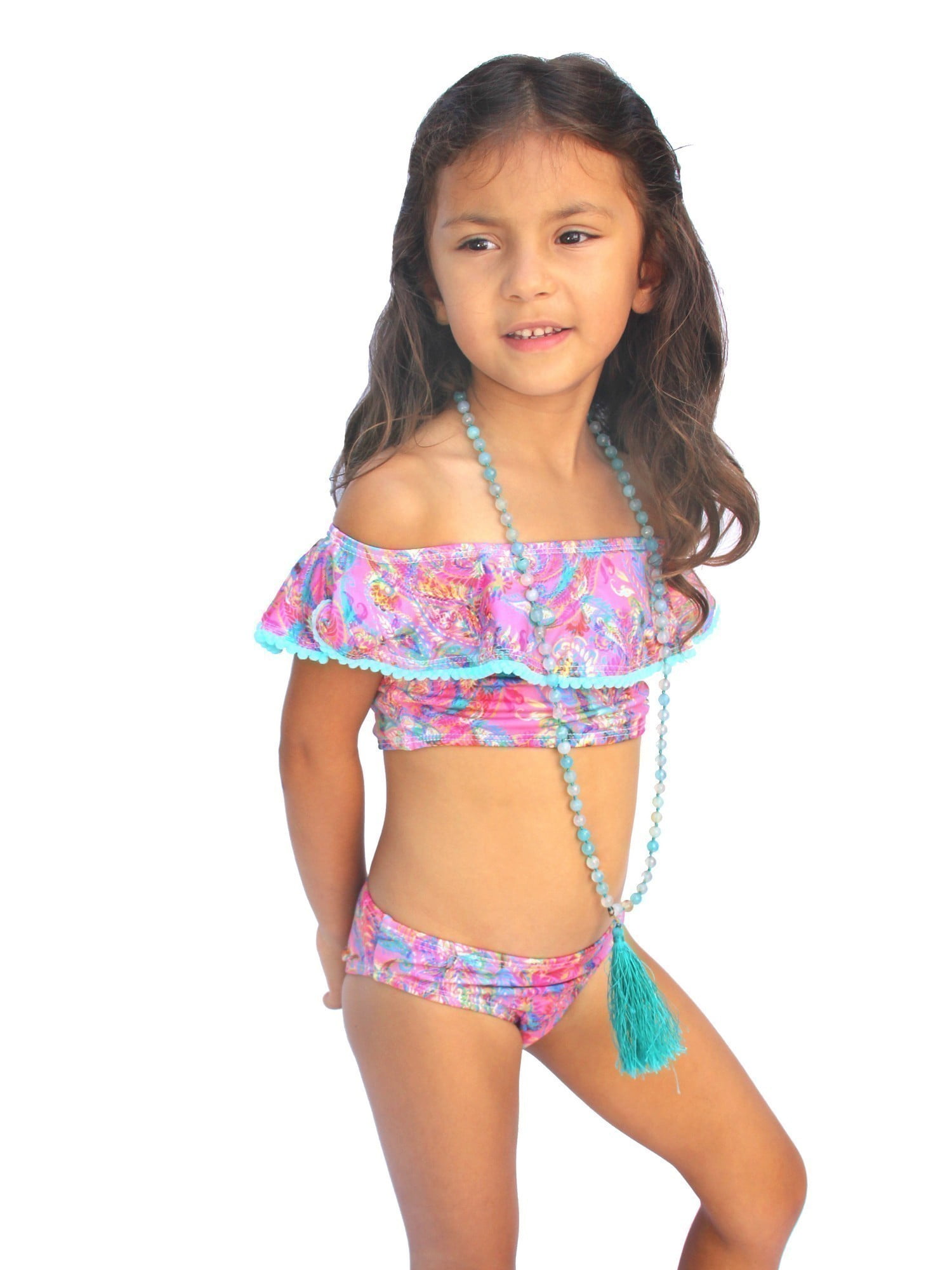 little girl pink swimsuit