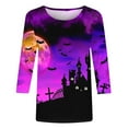 thumbnail image 4 of Raeneomay 3/4 Length Sleeve Womens Tops Halloween Day Round Neck T-Shirt Loose Top, 4 of 5