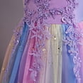 thumbnail image 4 of IBTOM CASTLE Kids Girls Long Communion Princess Dresses Flower Pageant Party Wedding Floor Length Dance Evening Gowns 7-8 Years Rainbow Purple, 4 of 8