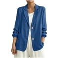 thumbnail image 3 of BiZtdJrK Summer Linen Blazer Jacket for Women Long Sleeve Lightweight Suit Coats Dressy Cotton Work Blazers Cardigans Blue XXL, 3 of 6