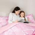 thumbnail image 4 of Erosebridal Pink Bowknot Full Size Comforter Sets For Girls,Pink Butterfly Letter J Initial Bedding Sets,Pink Reversible,3-Piece, 4 of 7