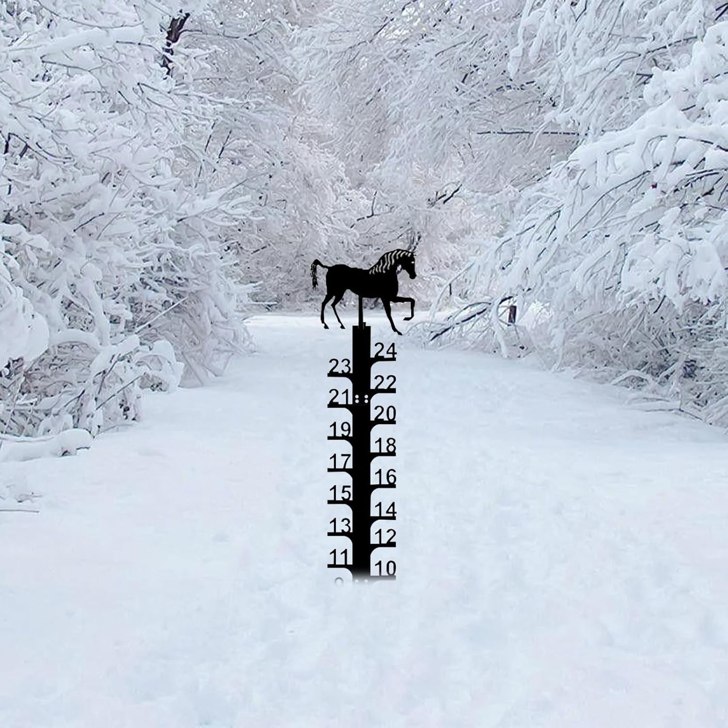 Snow Measuring Stick, 24inch Snow Gauge, Outdoor Measuring Gauge, Metal Detachable Snow Measuring Stick, Rain Gauge Garden Stakes for Yard, Lawn & Garden, Easy to Read