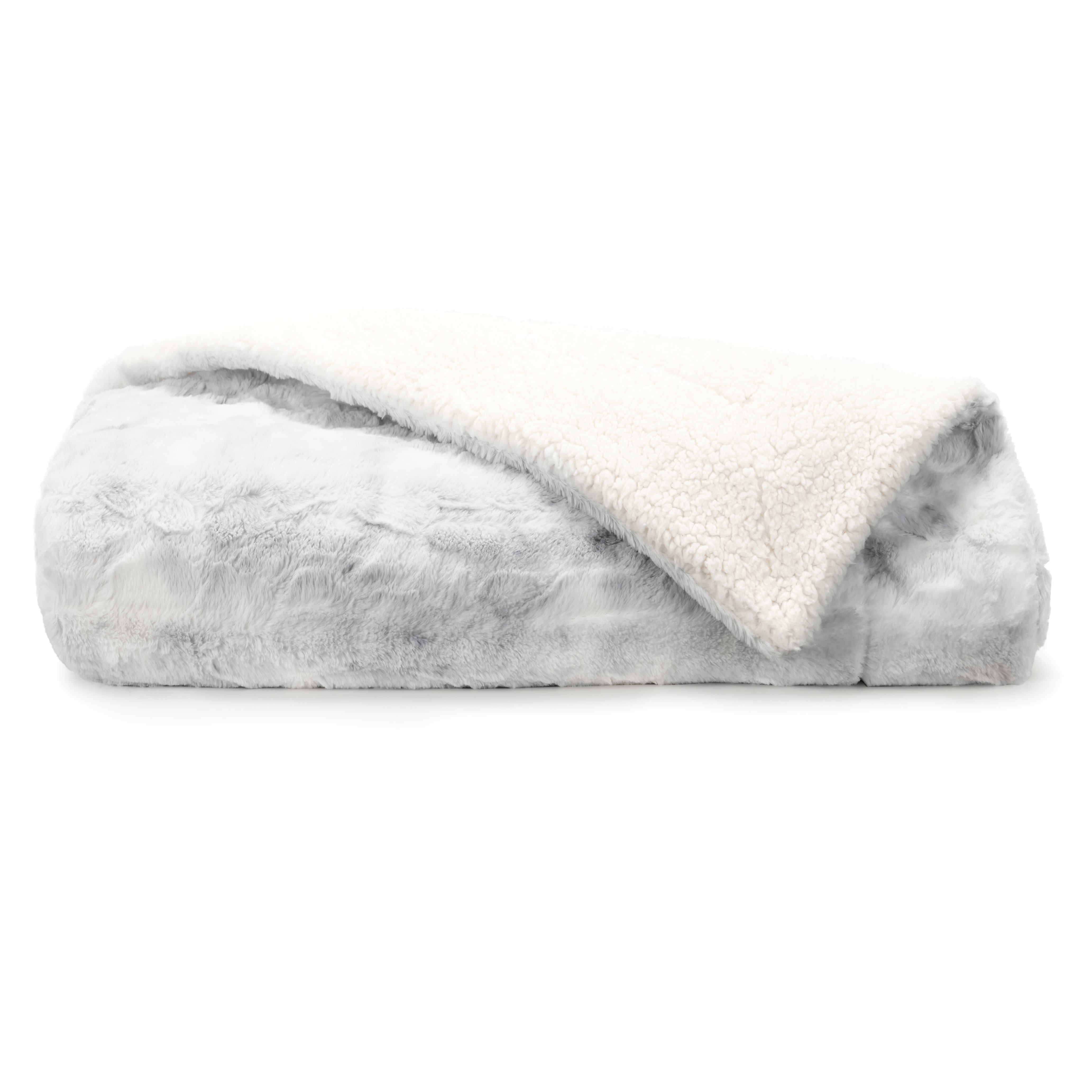 Noble Linens Faux Fur Tie Dye Throw Blanket, Light Gray, Standard Throw