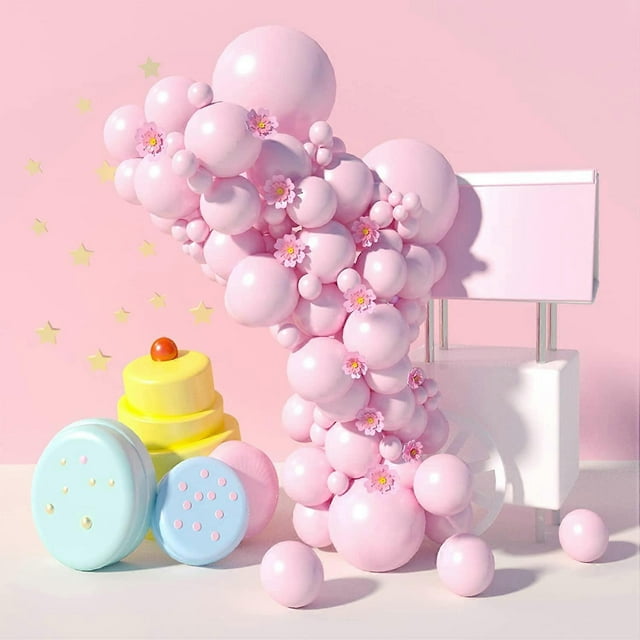 Pastel Pink Balloons Garland - 100Pcs 18/12/5 Inch Pastel Pink Balloons Different Sizes, Macaron Light Pink Balloons Arch for Girl Baby