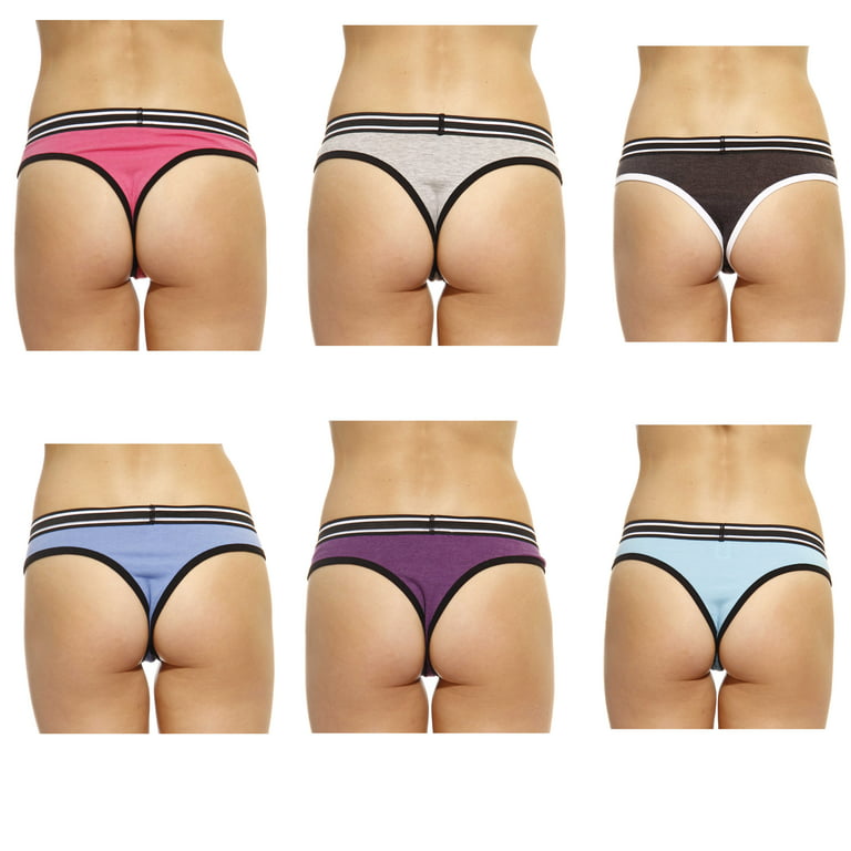 Just Intimates SS-10018-T-XS Thongs / Underwear / Panties for Women (Pack  of 6) at  Women's Clothing store
