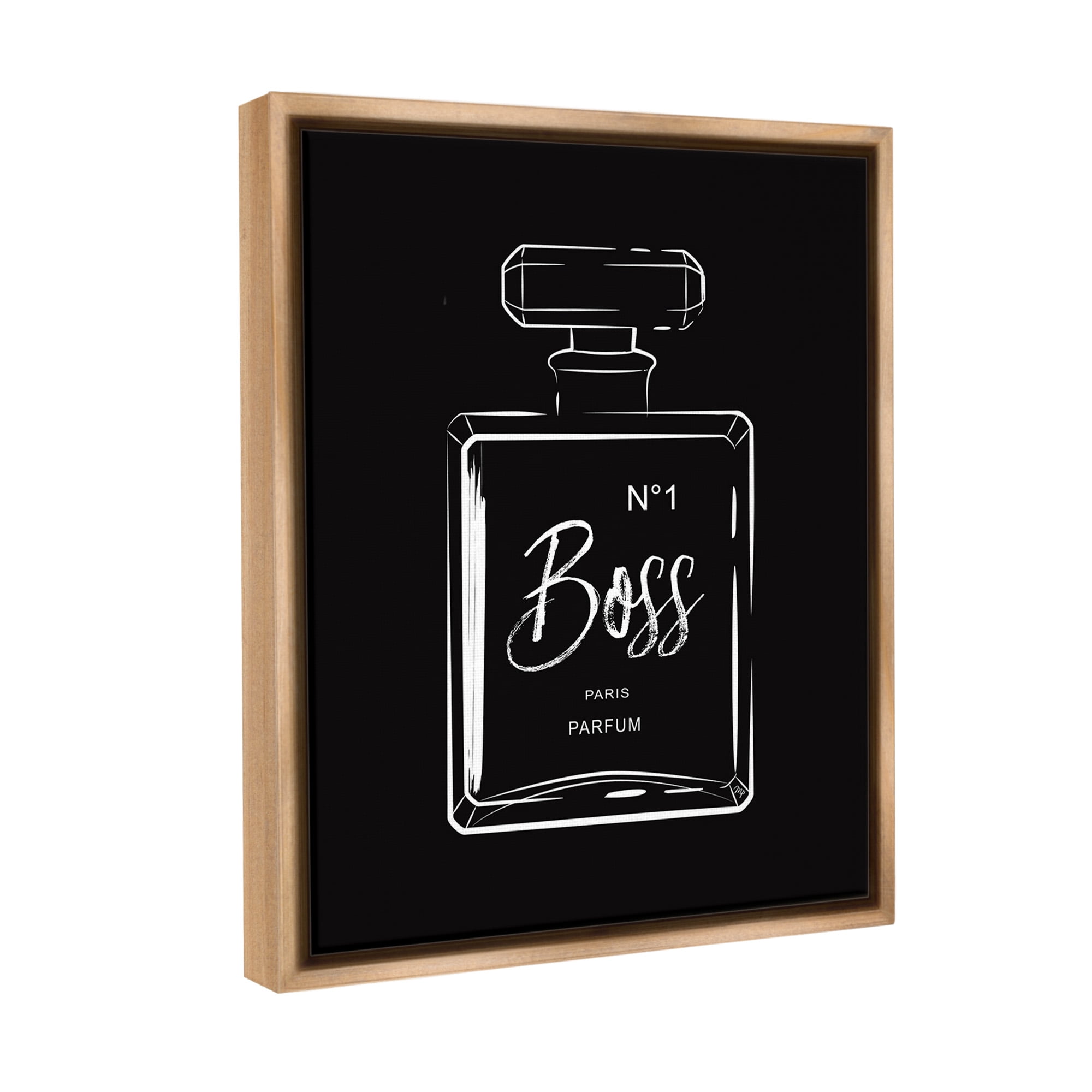 Stupell Industries Boss Perfume on Black Beauty & Fashion Painting Brown Floater Framed Canvas Art Print Wall Art, 25 x 31