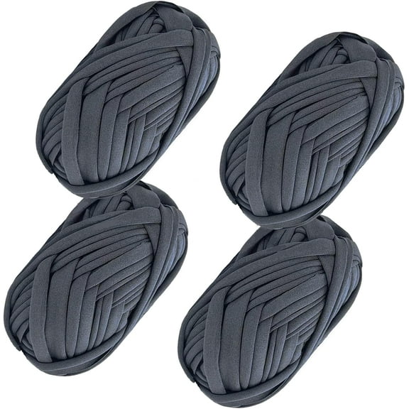 Derest 4 Pack T-Shirt Yarn Fettuccini Yarn Ball, Fabric Cloth Knitting Yarn for Hand DIY Bag Blanket Cushion Crocheting Projects, 128 yards in total