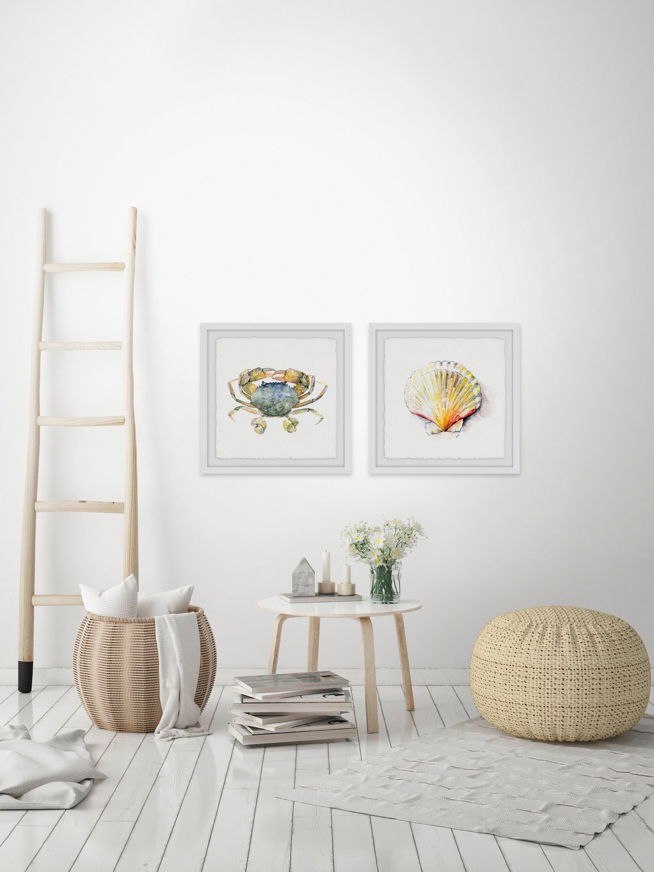 Crab and Sea Shell Diptych