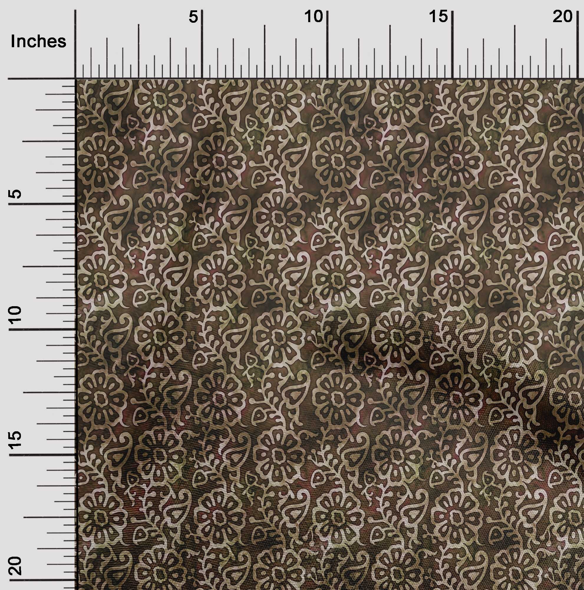 oneOone Polyester Spandex Dark Rose Brown Fabric Asian Batik Floral Diy Clothing Quilting Fabric Print Fabric By Yard 56 Inch Wide